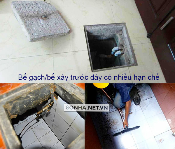 Hình ảnh bể bê tông/bể gạch xây chôn ngầm trong nhà