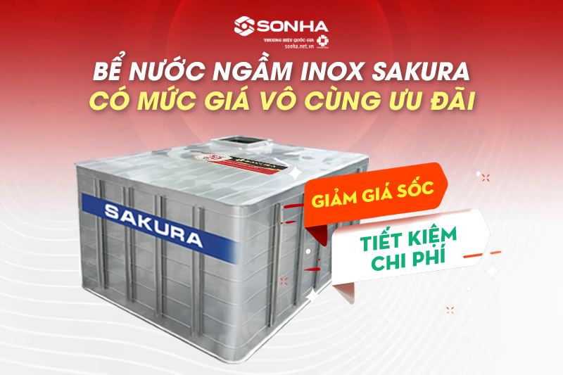 Bể ngầm inox Sakura 4000L có mức giá bán ưu đãi