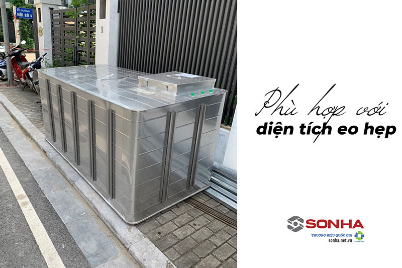Bể vuông 2000L phù hợp với diện tích eo hẹp