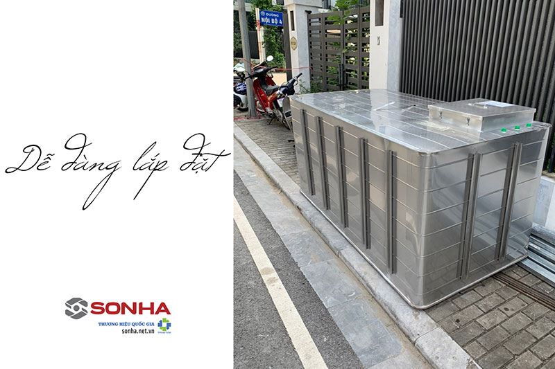 Bể vuông inox 2000L dễ dàng lắp đặt