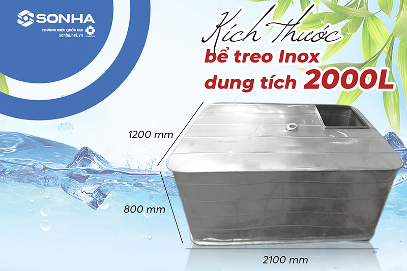 Thông số kỹ thuật bể treo 2000L