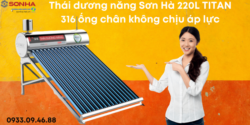 Hình ảnh thái dương năng Titan 316 chịu áp lực 220L