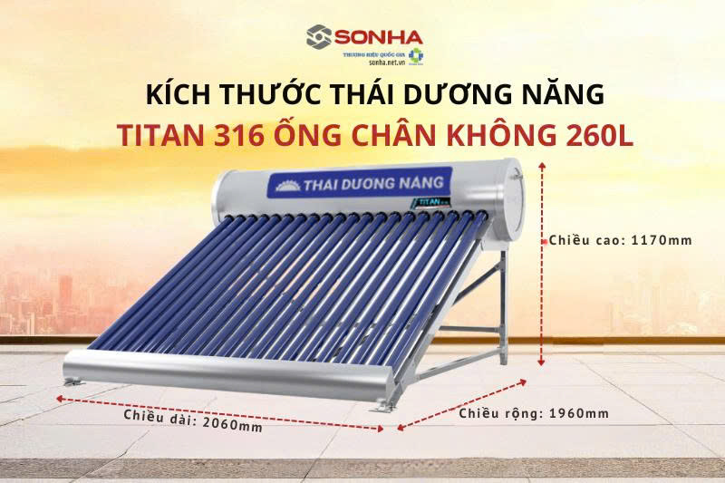 Kích thước thái dương năng Titan 316 chịu áp lực ống chân không 260L