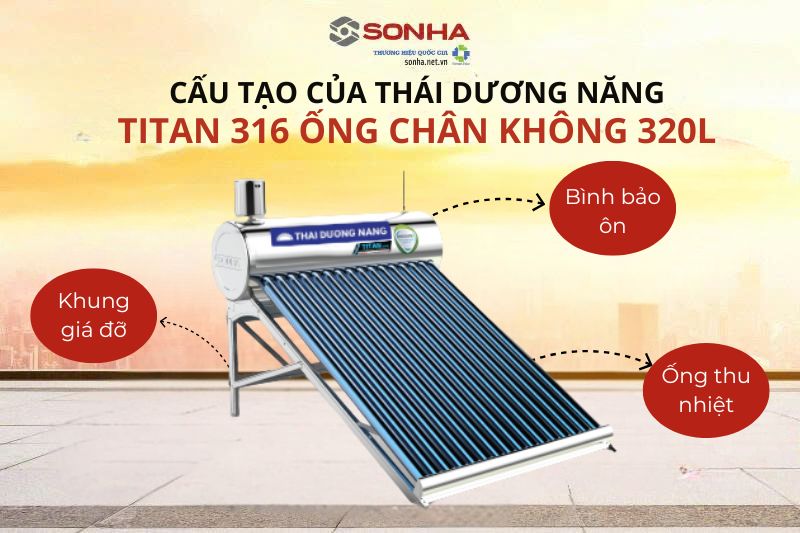 Cấu tạo thái dương năng Titan 316 ống chân không