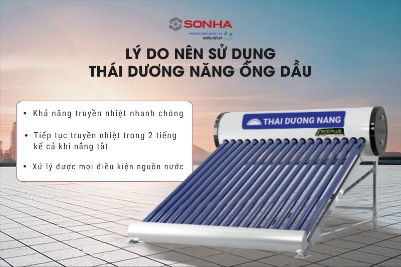 Lợi ích khi sử dụng thái dương năng ống dầu Eco Plus 180l