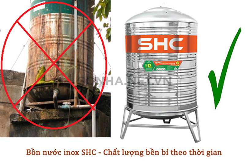 bồn nước Inox SHC chống han gỉ siêu bền