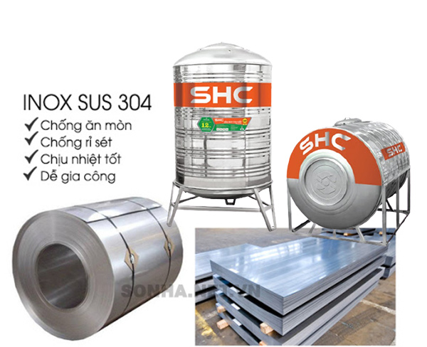 Chất liệu inox cao cấp của bồn nước inox SHC