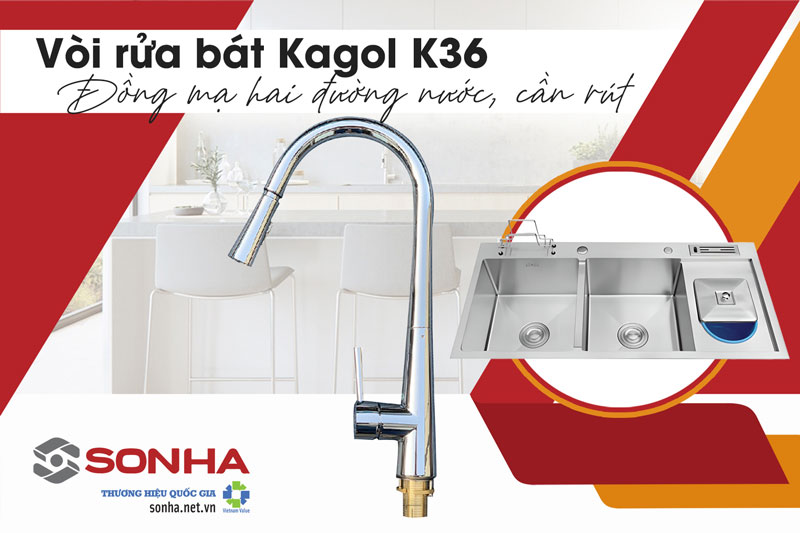 Bồn rửa chén 2 ngăn Nanosi NS-10048 và vòi Kagol K36