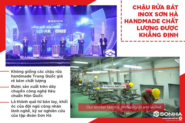 Chất lượng chậu rửa bát Handmade Sơn Hà HM.X.2C.82.2.3