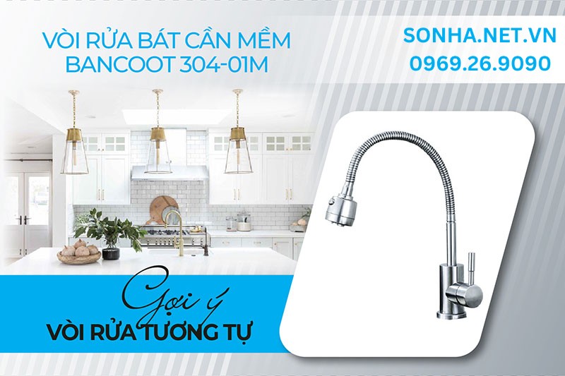 Vòi rửa bát cần mềm Bancoot 304-01M đơn giản, tiện lợi sử dụng
