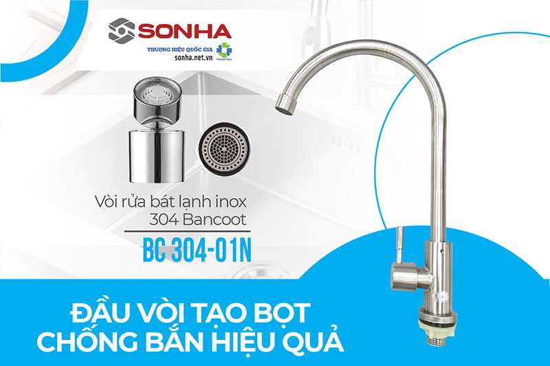 Đầu vòi Bancoot BC 304-01N chống bắn, tạo bọt hiệu quả