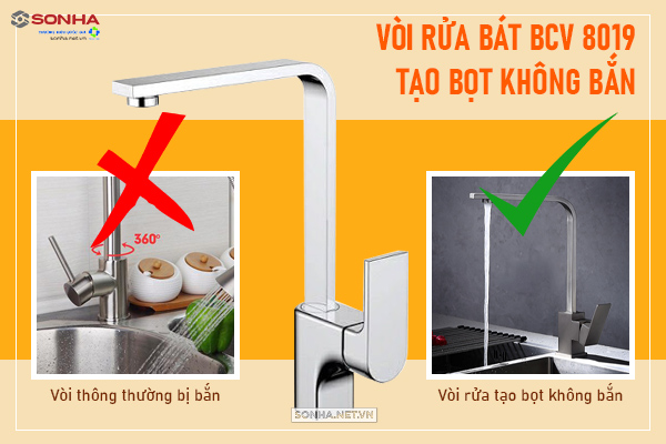 vòi rửa thông minh tạo bọt không bắn