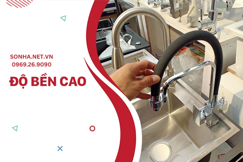 Vòi Homaya HM3DN độ bền cao nhờ chất liệu cao cấp cùng thiết kế cần mềm silicon