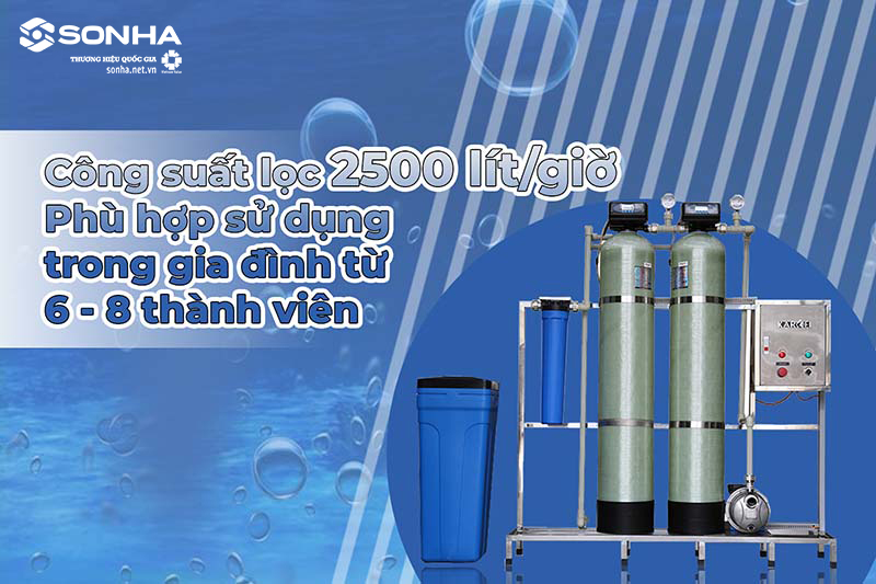 Công suất đạt 2000 lít/giờ