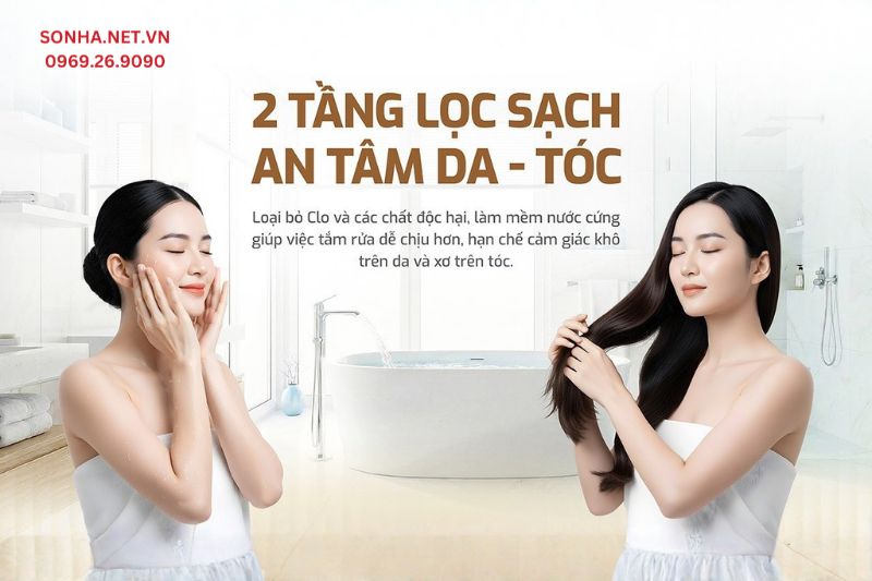 Lọc tổng đầu nguồn Karofi KTF-332CT xử lý hiệu quả nước cứng, an toàn cho da tóc