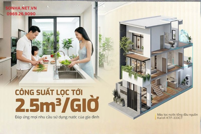 M&aacute;y lọc tổng đầu nguồn Karofi KTF-333CT c&oacute; c&ocirc;ng suất lọc lớn