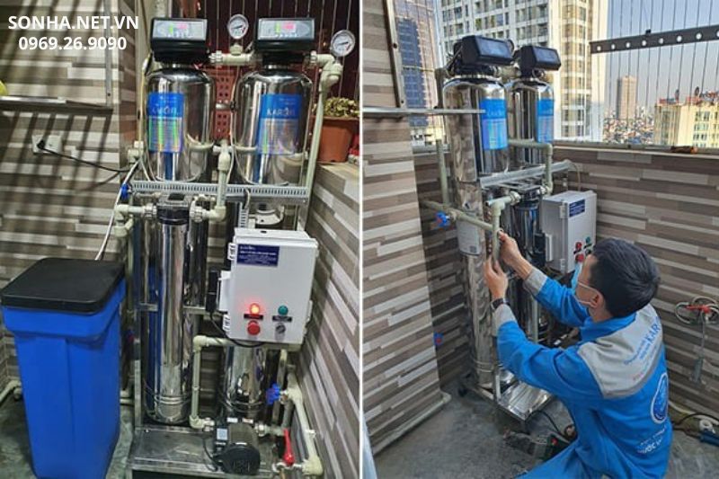 Lắp đặt máy lọc nước đầu nguồn Karofi KTF-332IT cho khách hàng
