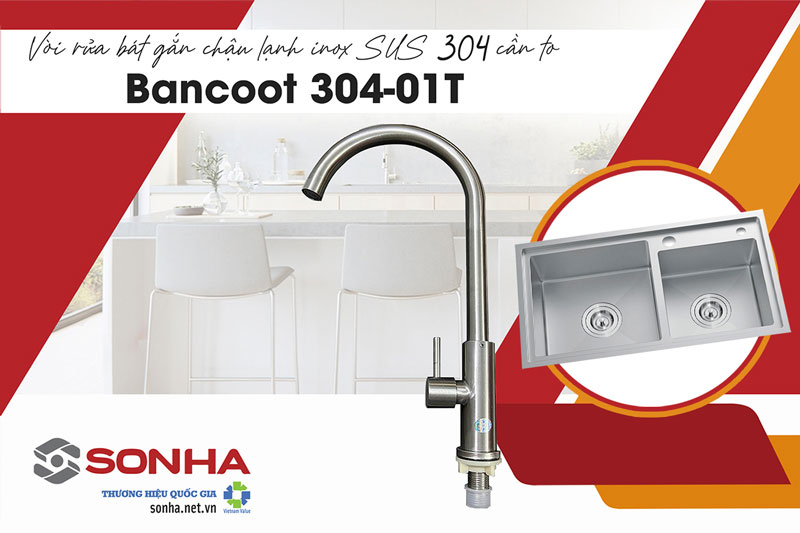 Bồn rửa chén 2 ngăn Bancoot 208R và vòi Bancoot 304-01N