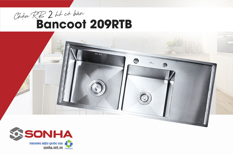 Chậu rửa inox 304 2 hố Bancoot 209RTB