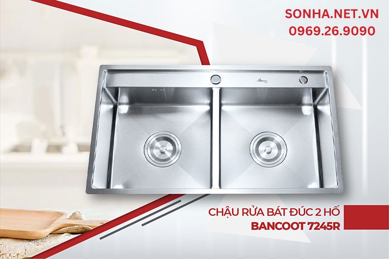 Chậu Bancoot 7245R sử dụng gia đình đông người, inox 304 cao cấp