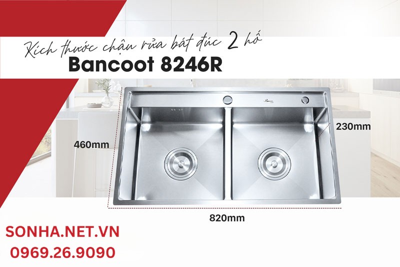 K&iacute;ch thước chậu Bancoot 8246R gia đ&igrave;nh 4-5 th&agrave;nh vi&ecirc;n sử dụng thoải m&aacute;i
