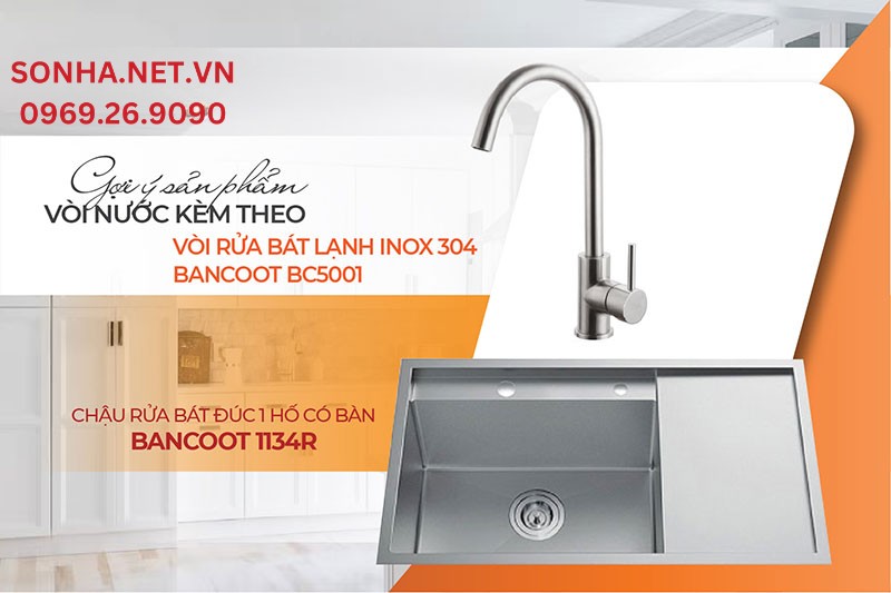 Cặp đôi tuyệt hảo chậu Bancoot 1134R và vòi Bancoot BC5001