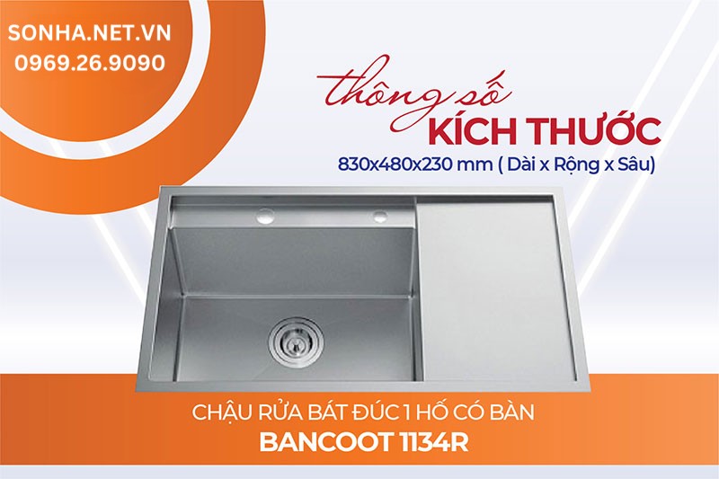 Kích thước chậu Bancoot 1134R phù hợp nhu cầu sử dụng ít