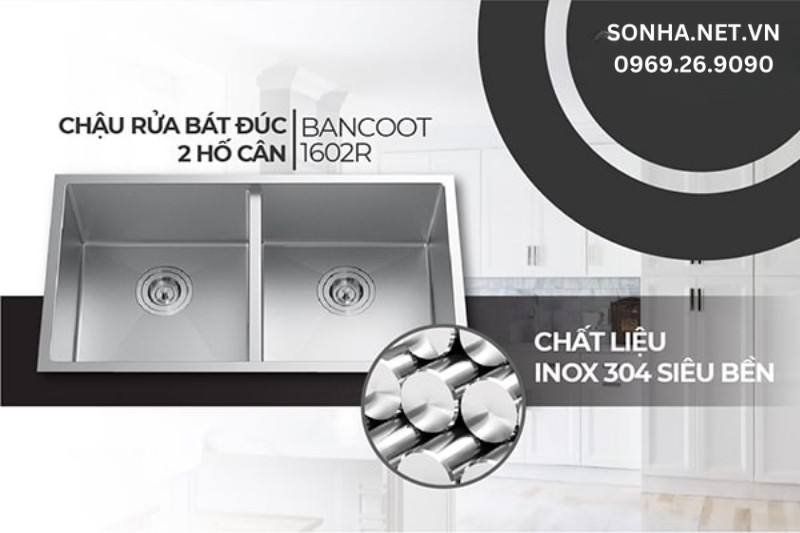 Chậu rửa Bancoot 1602R làm từ chất liệu inox 304 mang nhiều công dụng tới người dùng