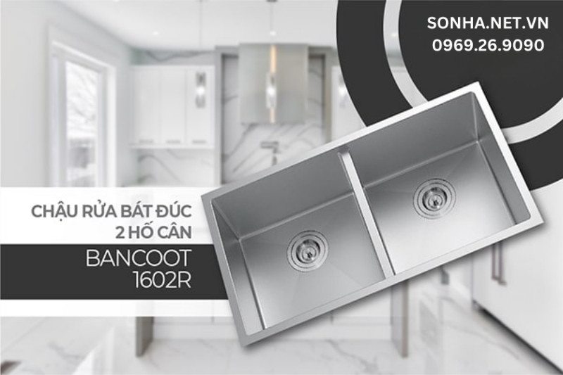 Hình ảnh chậu rửa bát 2 hố cân Bancoot 1602R