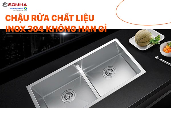 Chậu rửa bát Bancoot 1601R được làm từ chất liệu inox 304