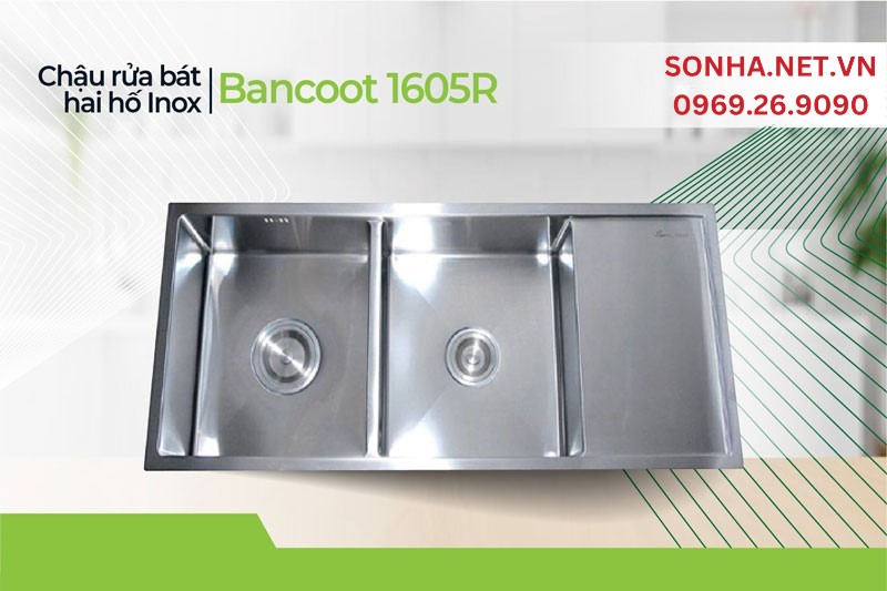 Chậu đ&uacute;c 2 hố Bancoot 1605R thiết kế tinh tế, chất liệu cao cấp