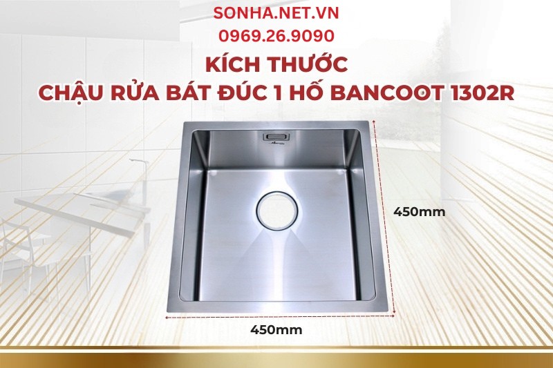 Kích thước bồn rửa bát chén 1 hố vuông nhỏ gọn