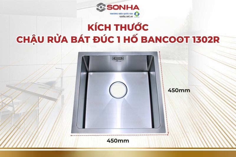 Kích thước bồn rửa bát chén 1 hố vuông nhỏ gọn