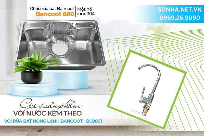 Gợi ý lắp đặt căn bếp chậu HQ Bancoot 680 và vòi Bancoot BC 304-01N
