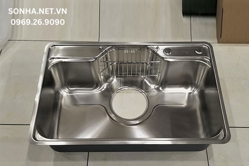 Hình ảnh thực tế chậu rửa bát 1 hố HQ Bancoot 680