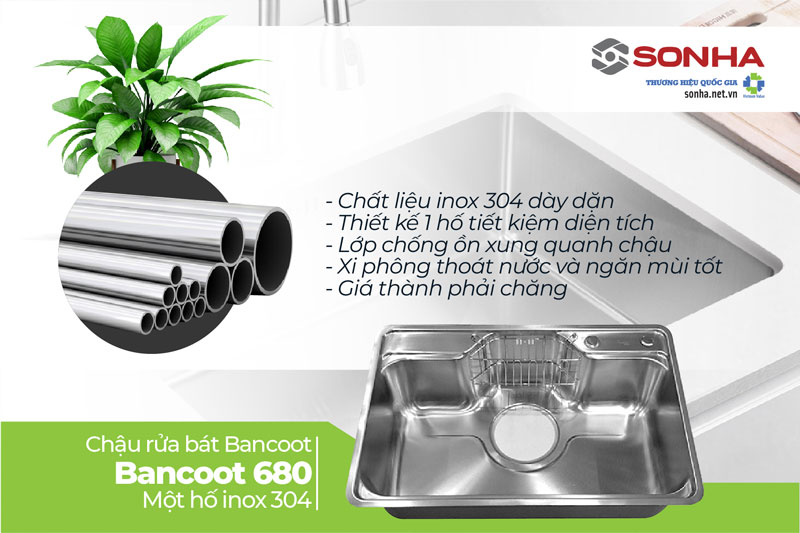 Ưu điểm chậu rửa bát 1 hố loại to HQ Bancoot 680