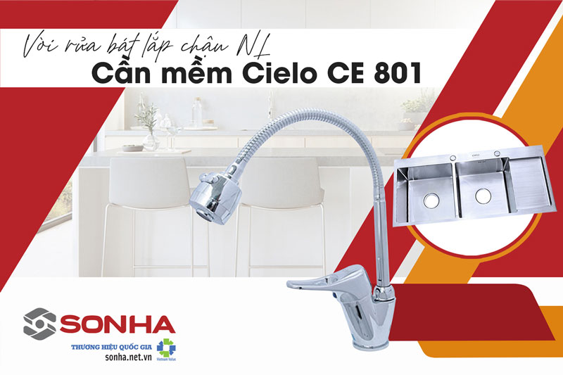 Chậu rửa bát 2 hố Cielo CE 1B và vòi Cielo CE 801