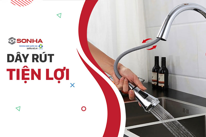 Vòi rửa bát Bancoot BCV 8111 thiết kế dây rút