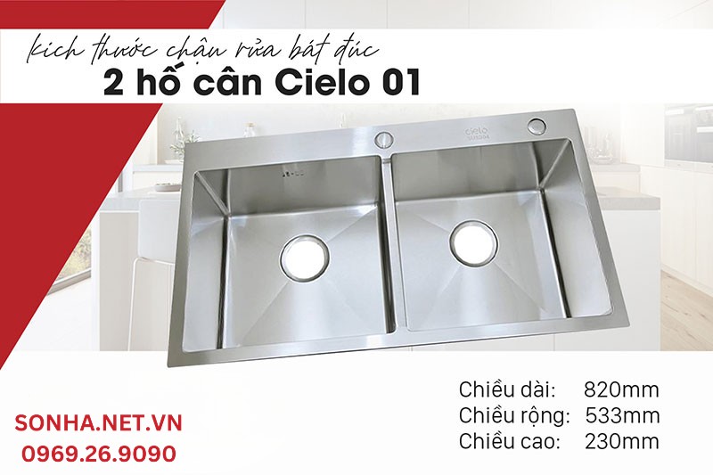 Bồn rửa bát đôi Cielo 01 phù hợp với gia đình 4-5 người
