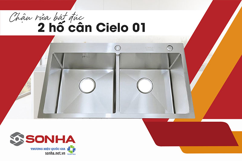 Chậu rửa bát 2 hố cân Cielo 01