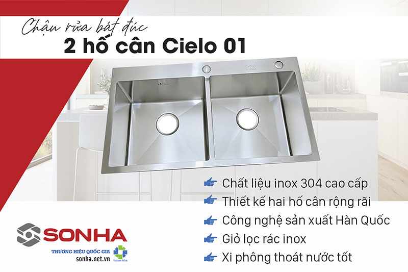 5 ưu điểm chậu rửa 2 hố Cielo 01