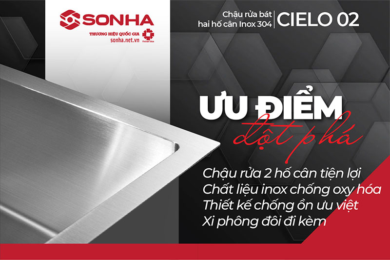 Ưu điểm bồn rửa chén Cielo 02 