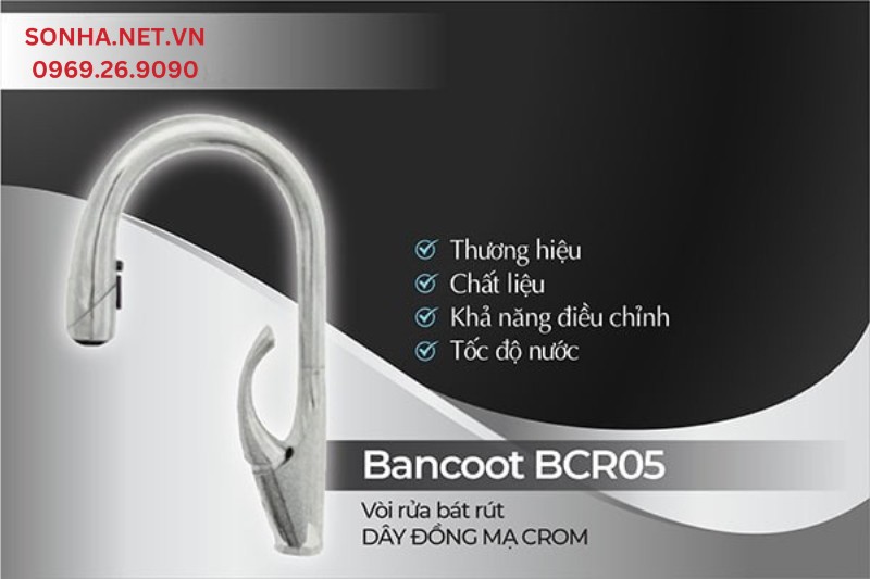4 tiêu chí bạn cần biết để lựa chọn vòi rửa bát dây rút Bancoot BCR05