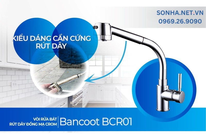 V&ograve;i rửa BCR01 thiết kế cần cứng r&uacute;t d&acirc;y tiện lợi