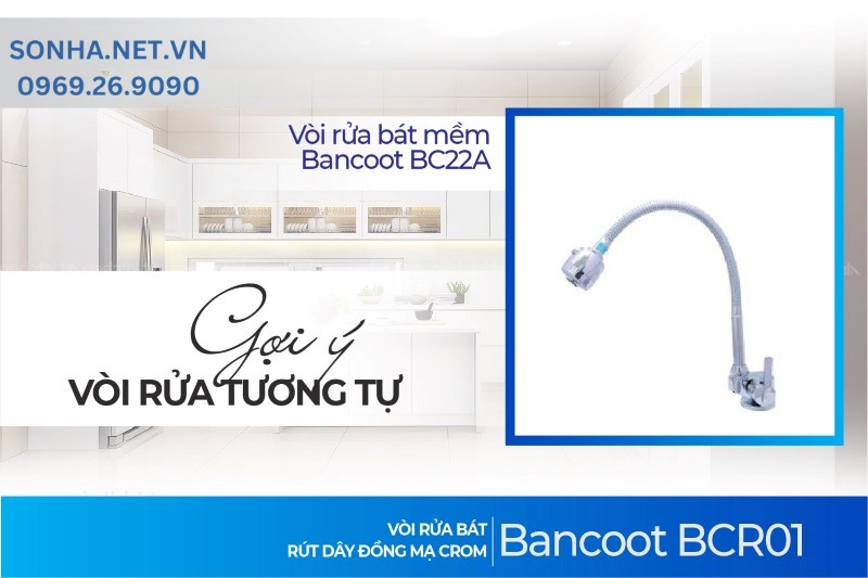 V&ograve;i rửa b&aacute;t lạnh Bancoot cần mềm đồng mạ crom BC22A