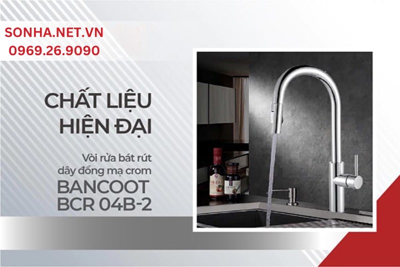 Chất liệu v&ograve;i rửa b&aacute;t r&uacute;t d&acirc;y Bancoot BCR 04B-2 cao cấp tạo độ s&aacute;ng b&oacute;ng, kh&ocirc;ng hoen gỉ