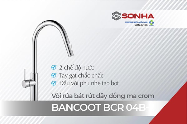 Vòi rửa bát dây rút Bancoot BCR 04B-2