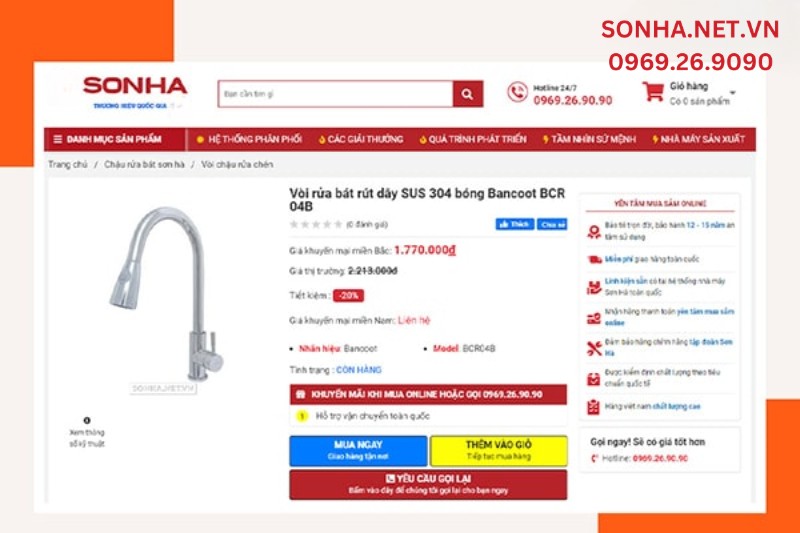 Sonha.net.vn - Địa chỉ uy tín mua vòi rửa chén Bancoot BCR 04B uy tín của người dùng