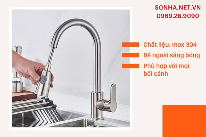 Vòi rửa bát Bancoot BCR 04 thẩm mỹ cao tô điểm không gian căn bếp