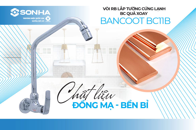 Vòi rửa chén lạnh Bancoot BC11B làm từ đồng mạ crom